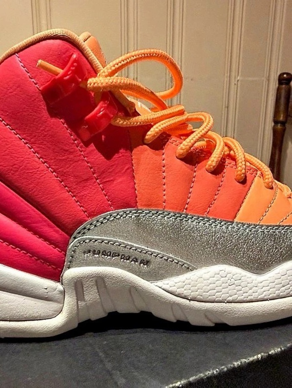 Jordan Air Jordan 12 Retro Kids High-Top Sneakers Orange & Red Boys US 4Y